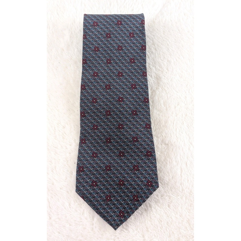 Enzo Bertazzio‎ 100% Silk Tie Handmade Italy Geometric Pattern Men's Necktie